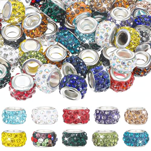 60 Stück Strass Perlen Mit Großem Loch, Rund Charm-Perlen, 5mm Bunte Kristall Spacer Perlen Für Diy Armbänder, Europäische Charms Schmuckherstellung 60 Stück Strass Perlen Mit Großem Loch, Rund Charm-Perlen, 5mm Bunte Kristall Spacer Perlen Für Diy Armbänder, Europäische Charms Schmuckherstellung von Sorcristy
