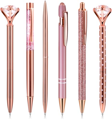 Sorcristy 6 Stück Kugelschreiber Rosegold Metall Glitzer Kugelschreiber mit Großer Diamant Rosa Geschenk für Frauen Mädchen Hochzeit Büro Schule Sorcristy 6 Stück Kugelschreiber Rosegold Metall Glitzer Kugelschreiber mit Großer Diamant Rosa Geschenk für Frauen Mädchen Hochzeit Büro Schule von Sorcristy