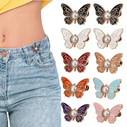 Verstellbaren Jeansknöpfe, 10 Stück Schmetterling Knopf Hose Enger Machen, Jeans Taillenstraffer, Hosen Enger Machen Clip Für Frauen Jeans Hosen Rock Verstellbaren Jeansknöpfe, 10 Stück Schmetterling Knopf Hose Enger Machen, Jeans Taillenstraffer, Hosen Enger Machen Clip Für Frauen Jeans Hosen Rock von Sorcristy