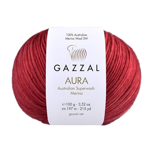 1 Knäuel Gazzal Aura 100% australische Superwash Merinowolle, handgefärbt, je Knäuel 100g 197m, 164 - Rot von Sorenta
