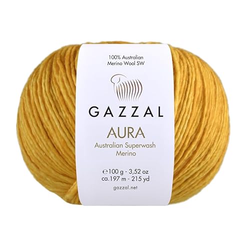 1 Knäuel Gazzal Aura 100% australische Superwash Merinowolle, handgefärbt, je Knäuel 100g 197m, 165 - Senf von Sorenta