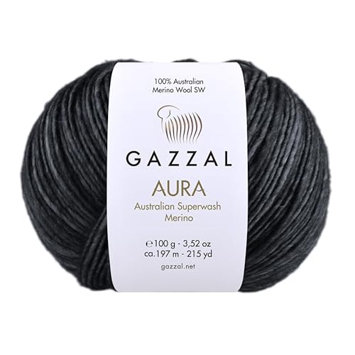1 Knäuel Gazzal Aura 100% australische Superwash Merinowolle, handgefärbt, je Knäuel 100g 197m, 171 - Schwarz von Sorenta