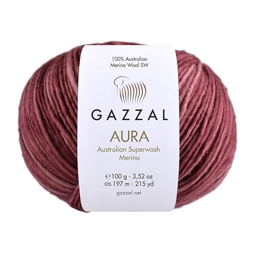 1 Knäuel Gazzal Aura 100% australische Superwash Merinowolle, handgefärbt, je Knäuel 100g 197m, 174 - Terra von Sorenta
