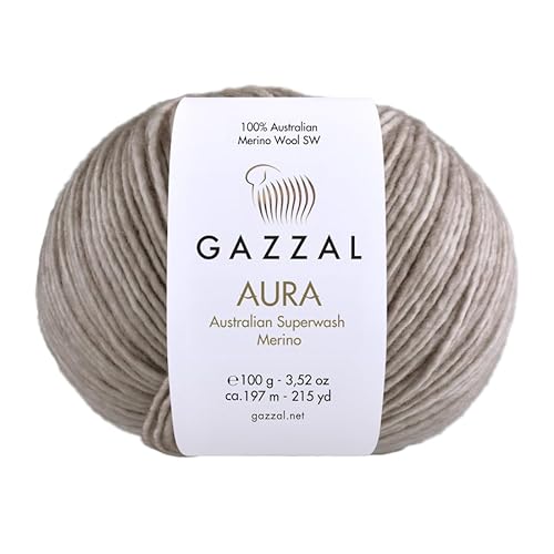 1 Knäuel Gazzal Aura 100% australische Superwash Merinowolle, handgefärbt, je Knäuel 100g 197m, 178- Beige von Sorenta
