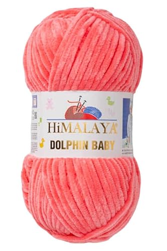 2 Knäuel/Strang Himalaya Dolphin Babygarn, jeder Strang 100 g, 120 m, superdickes Polyester-Deckengarn, Samtgarn, Amigurumi-Garn (80332 Dunkel lachs) von Sorenta