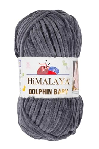 2 Knäuel/Strang Himalaya Dolphin Babygarn, jeder Strang 100 g, 120 m, superdickes Polyester-Deckengarn, Samtgarn, Amigurumi-Garn (80367 Anthrazit) von Sorenta