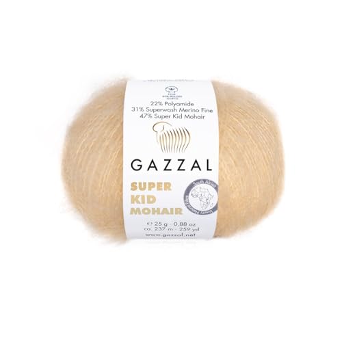 3er-Pack/Knäuel Gazzal Super Kid Mohair, je Knäuel 25 g, 237 m, Mischung aus Superwash-Wolle, Polyamid und Super Kid Mohair, 64404 3er-Pack/Knäuel Gazzal Super Kid Mohair, je Knäuel 25 g, 237 m, Mischung aus Superwash-Wolle, Polyamid und Super Kid Mohair, 64404 von Sorenta