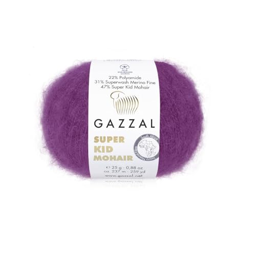 3er-Pack/Knäuel Gazzal Super Kid Mohair, je Knäuel 25 g, 237 m, Mischung aus Superwash-Wolle, Polyamid und Super Kid Mohair, 64415 3er-Pack/Knäuel Gazzal Super Kid Mohair, je Knäuel 25 g, 237 m, Mischung aus Superwash-Wolle, Polyamid und Super Kid Mohair, 64415 von Sorenta