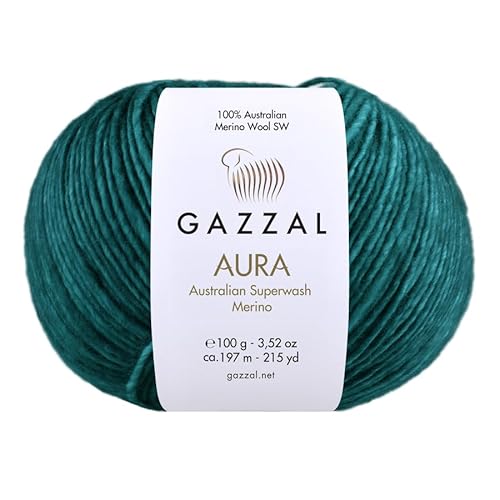 5 Knäuel Gazzal Aura 100% australische Superwash Merinowolle, handgefärbt, je Knäuel 100g 197m, 161 - Smaragdgrün von Sorenta