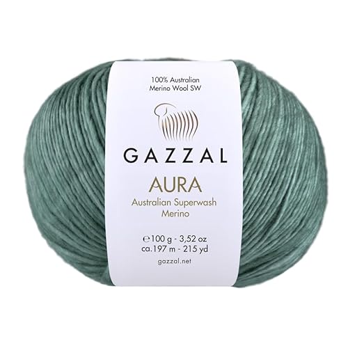 5 Knäuel Gazzal Aura 100% australische Superwash Merinowolle, handgefärbt, je Knäuel 100g 197m, 162 - Salbeigrün von Sorenta