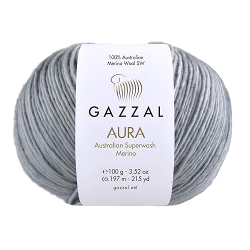 5 Knäuel Gazzal Aura 100% australische Superwash Merinowolle, handgefärbt, je Knäuel 100g 197m, 170 - Grau von Sorenta