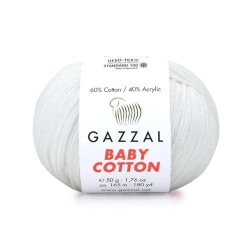 Gazzal Baby Cotton, 60% Baumwolle 40% Acryl, je Knäuel 50g/165m, DK- Kammgarn, Strickgarn, Amigurumi-Garn, Babygarn, 10 Knäuel - 3410 von Sorenta