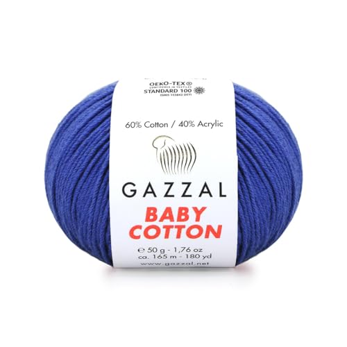 Gazzal Baby Cotton, 60% Baumwolle 40% Acryl, je Knäuel 50g/165m, DK- Kammgarn, Strickgarn, Amigurumi-Garn, Babygarn, 10 Knäuel - 3421 von Sorenta