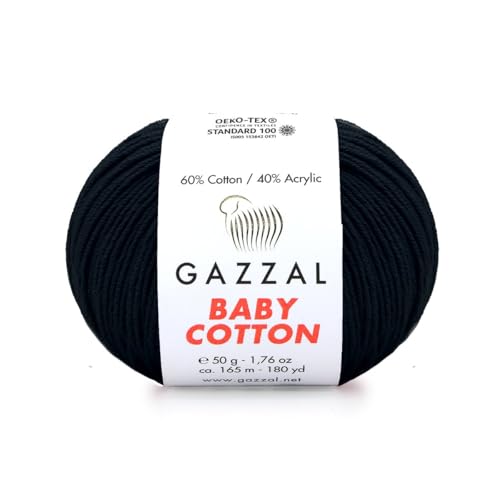 Gazzal Baby Cotton, 60% Baumwolle 40% Acryl, je Knäuel 50g/165m, DK- Kammgarn, Strickgarn, Amigurumi-Garn, Babygarn, 10 Knäuel - 3433 von Sorenta