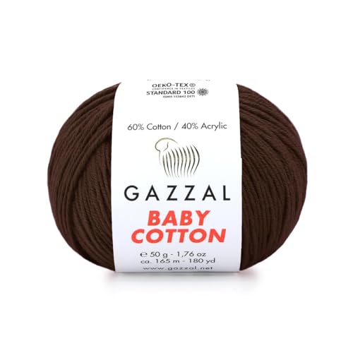 Gazzal Baby Cotton, 60% Baumwolle 40% Acryl, je Knäuel 50g/165m, DK- Kammgarn, Strickgarn, Amigurumi-Garn, Babygarn, 10 Knäuel - 3436 von Sorenta