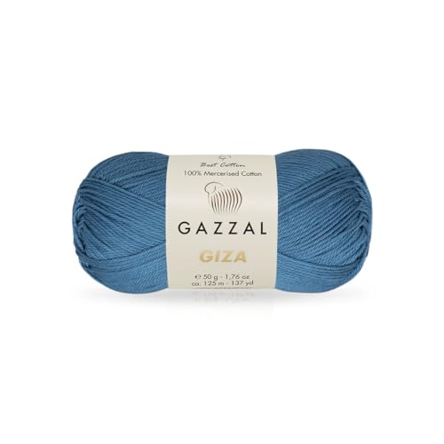 Gazzal Giza 2479 Garn aus 100 % merzerisierter Baumwolle, sportliches Gewicht, glatt, glänzend, Häkel- und Strickgarn, jeder Strang 50 g/125 m Gazzal Giza 2479 Garn aus 100 % merzerisierter Baumwolle, sportliches Gewicht, glatt, glänzend, Häkel- und Strickgarn, jeder Strang 50 g/125 m von Sorenta