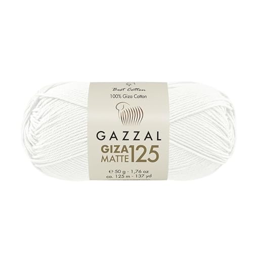Gazzal Giza Matte 125-100% Baumwollgarn, Sportgewicht, weiches und mattes Finish zum Häkeln und Stricken, jeder Strang 50g/125m - 5551 von Sorenta