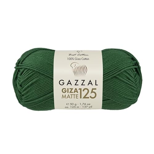 Gazzal Giza Matte 125-100% Baumwollgarn, Sportgewicht, weiches und mattes Finish zum Häkeln und Stricken, jeder Strang 50g/125m - 5561 von Sorenta