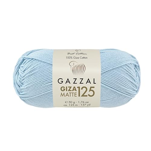 Gazzal Giza Matte 125-100% Baumwollgarn, Sportgewicht, weiches und mattes Finish zum Häkeln und Stricken, jeder Strang 50g/125m - 5574 von Sorenta