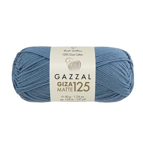 Gazzal Giza Matte 125-100% Baumwollgarn, Sportgewicht, weiches und mattes Finish zum Häkeln und Stricken, jeder Strang 50g/125m - 5579 von Sorenta