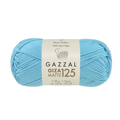 Gazzal Giza Matte 125-100% Baumwollgarn, Sportgewicht, weiches und mattes Finish zum Häkeln und Stricken, jeder Strang 50g/125m - 5580 von Sorenta