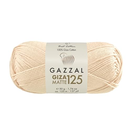 Gazzal Giza Matte 125-100% Baumwollgarn, Sportgewicht, weiches und mattes Finish zum Häkeln und Stricken, jeder Strang 50g/125m - 5598 von Sorenta