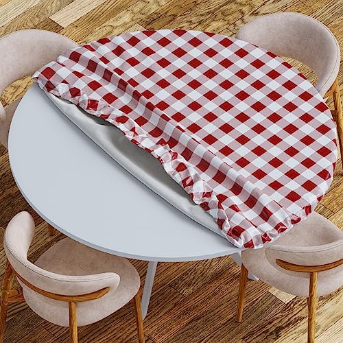Sorfey Runde Vinyl-Tischdecke, kariertes Design, Flanell-Rückseite, 106 cm, Burgunderrot Sorfey Runde Vinyl-Tischdecke, kariertes Design, Flanell-Rückseite, 106 cm, Burgunderrot von Sorfey