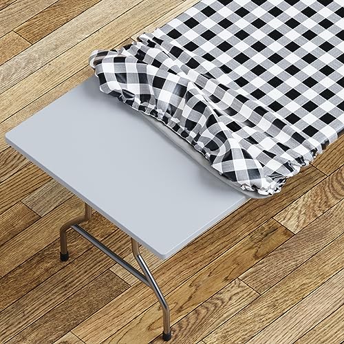 Sorfey Tischdecke mit Gummizug, Vinyl mit Flanell-Rückseite, passend für rechteckige Tische mit den Maßen 152,4 x 76,2 cm, wasserdicht, leicht zu reinigen, kariertes schwarzes Design Sorfey Tischdecke mit Gummizug, Vinyl mit Flanell-Rückseite, passend für rechteckige Tische mit den Maßen 152,4 x 76,2 cm, wasserdicht, leicht zu reinigen, kariertes schwarzes Design von Sorfey