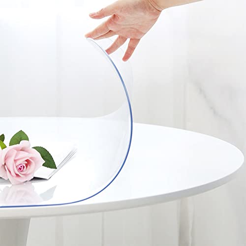 Soroel Tischschutz für Esszimmertisch, rund, transparent, PVC, Tischschutz, Schutzabdeckung, Holzmöbel, Vinyl, Schreibtischunterlage für Küche, Arbeitsplatte, Couchtisch, 137 cm von Soroel