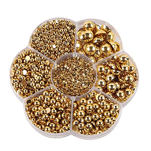 Kunststoffperlen, rund, flache Rückseite, halblose Perlen, verschiedene Größen, 2 bis 10 mm, für Bastelarbeiten, Scrapbooking, Basteln, Gold, 3000 Stück, 1 Box Kunststoffperlen, rund, flache Rückseite, halblose Perlen, verschiedene Größen, 2 bis 10 mm, für Bastelarbeiten, Scrapbooking, Basteln, Gold, 3000 Stück, 1 Box von Sorrento Crafts