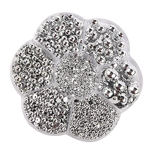 Kunststoffperlen, rund, flache Rückseite, halblose Perlen, verschiedene Größen, 2 bis 10 mm, für Bastelarbeiten, Scrapbooking, Basteln, Silber, 3000 Stück, 1 Box Kunststoffperlen, rund, flache Rückseite, halblose Perlen, verschiedene Größen, 2 bis 10 mm, für Bastelarbeiten, Scrapbooking, Basteln, Silber, 3000 Stück, 1 Box von Sorrento Crafts