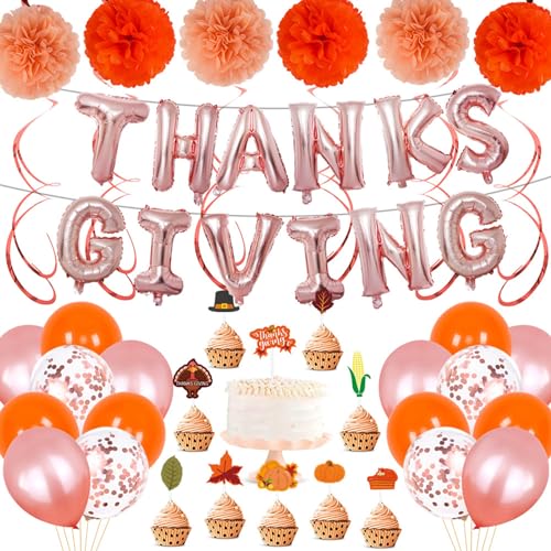 Festliches saisonales Dekorationspaket, orangefarbenes Thanksgiving-Ballon-Party für Herbstfeiern, Party-Ornament-Zubehör, Party-Dekorationen für Thanksgiving von Sorrowso