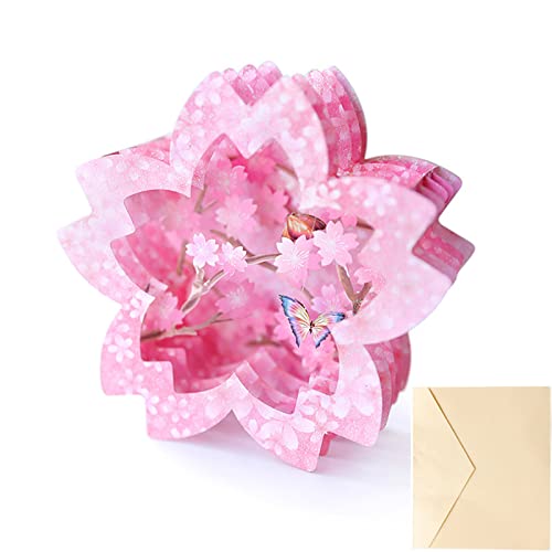 Sorrowso 3D Grußkarte Kirschblüten Box Hohles Papier Geschnitzte Karten Valentinstagskarte Für Frau von Sorrowso