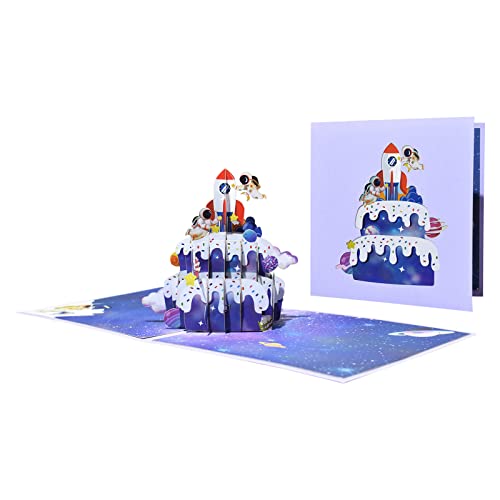 Sorrowso 3D Karte Mit Umschlägen Für Alle Anlässe Thanksgiving Grußkarte Astronauten Weltraumkarte Kindergeburtstag 3D Karte von Sorrowso