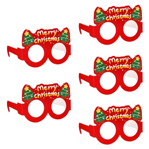 Sorrowso Packung mit 5 Papier-Brillen, schöne Cartoon-Weihnachtsbrillen-Requisiten für festliche Dekorationen, Partyzubehör, Weihnachtsfeier-Dekoration von Sorrowso