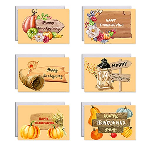 Sorrowso Set Mit 6 Happy Thanksgiving Karten Mit Umschlägen Und Aufklebern. Kürbis Grußkarte. Happy Thanksgiving Karten von Sorrowso