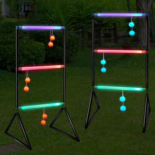 Sosation Leuchtende Leiterbälle, 6 Leuchtbälle im Dunkeln, 2 LED-Leiter, Wurfspiel mit Tasche für den Innenbereich, Rasen, Camping, Strand, Hinterhof-Spiele von Sosation