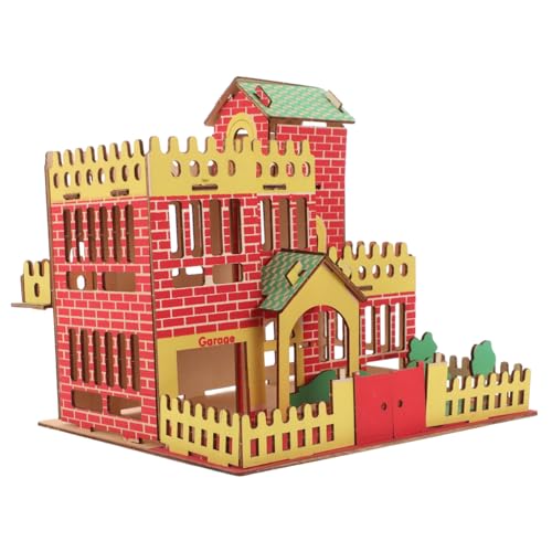 1 Satz Dreidimensionales Baupuzzle DIY-Konstruktionsspielzeug Baupuzzle aus Holz Mini-Holzhaus-Puzzle kleine Holzhäuser zum Basteln DIY Mini-Hausmodell DIY Holzbausatz hölzern von Sosoport