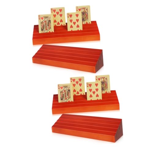 4 Stck. Holz Kartenhalter für Spielkarten Stabiler Kartenständer aus Hochwertigem Holz Präsentieren von Karten Elegantes Design für Strategisches von Sosoport