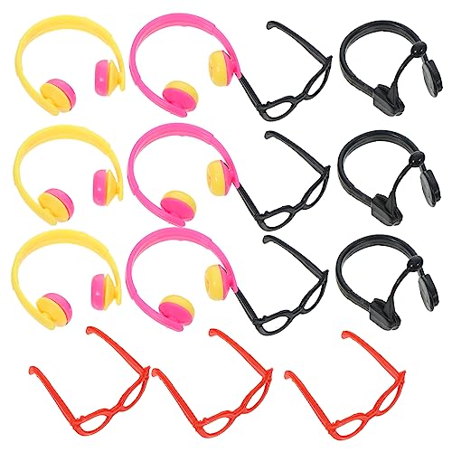 Sosoport 1 Satz Deko Gläser Kopfhörer Brillen Puppenbrille Spielbrille Vortäuschen Puppe Puppen-Foto-Requisiten Mädchen Puppe Brille Puppe Mini-Brille Brille Anziehen Plastik von Sosoport
