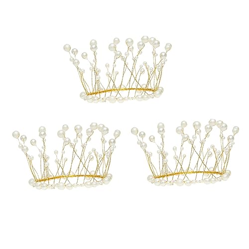 Sosoport 1 Satz Kronenkuchen Dekorieren Feenkrone Kuchendekor Kuchendeckel Mit Perlenkrone Hochzeitsdeko Kuchen Topper Cake Decoration Dessert- Dessert-topper Metall Golden 3 Stück von Sosoport