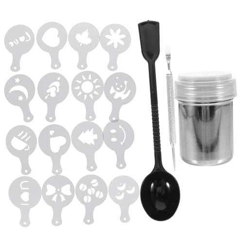 Sosoport 1 Satz Latte Art Schablonen und Streuer Kaffeestencils für Cappuccino Dekoration Messlöffel und Dekorativem Werkzeug Wiederverwendbar und Leicht zu Reinigen Sosoport 1 Satz Latte Art Schablonen und Streuer Kaffeestencils für Cappuccino Dekoration Messlöffel und Dekorativem Werkzeug Wiederverwendbar und Leicht zu Reinigen von Sosoport