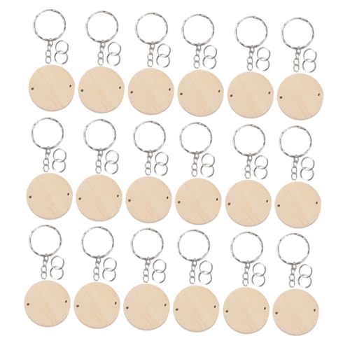Sosoport 1 Schachtel Unbehandelte Holzscheiben Schlüsselanhänger Set DIY Holz Chip Zubehör für Kreative Projekte Robuste Edelstahlringe Vielseitig Einsetzbar als Schlüsselanhänger Schmuck von Sosoport