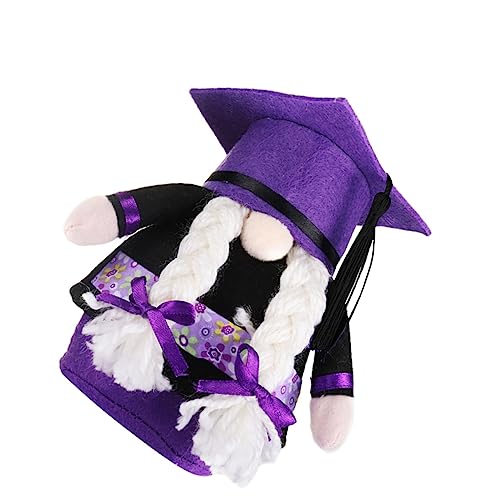 Sosoport 1 Stück Junggeselle Hut Puppe entzückendes Abschlusshutpuppe Cartoon-Abschlusspuppe interessanter Puppenschmuck GNOME -Puppe zarte Partypuppe Stoff Violett von Sosoport