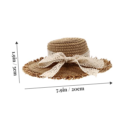 Sosoport 1 Stück Lace Strohhut für Puppen Kreative Dekoration mit Schleifen Design für DIY Puppenkleidung Hochwertiges Material Langlebig und Kompakte Passend für Viele Puppen von Sosoport