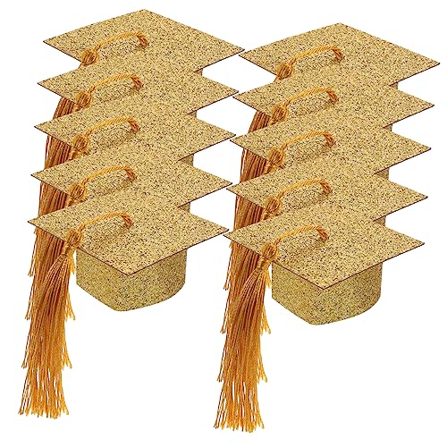 Sosoport 10 Stück Goblet Deckel Abschlusskappe Becher Abschlusshut Flaschendeckel Erwachsene Becherdeckel Mit Graduierungskappe Grad Wein Mini Kelch Pokaldeckel Gewinnen Golden Papier von Sosoport