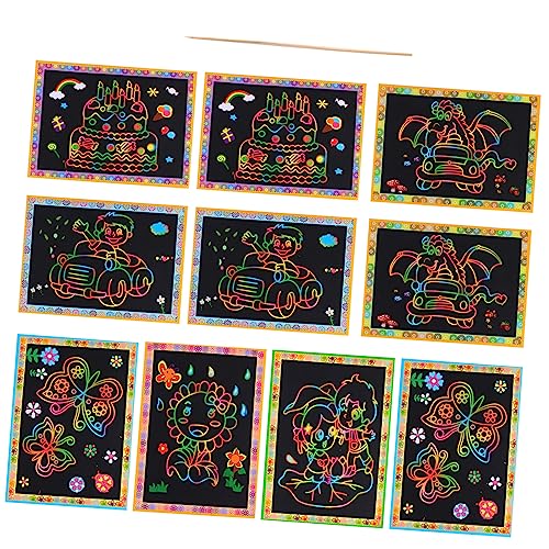 Sosoport 10 Stück Magisches Kratzbuch DIY Karten Feiertags-rubbellose Rubbelkarten Kunsthandwerk Gastgeschenk Handbemalte Rubbelkarten Papier Sosoport 10 Stück Magisches Kratzbuch DIY Karten Feiertags-rubbellose Rubbelkarten Kunsthandwerk Gastgeschenk Handbemalte Rubbelkarten Papier von Sosoport
