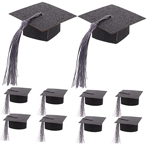 Sosoport 10 Stück Party Decoration Goblet Deckel Gäste klein Abschlussdekor Gold Chapeau-Abschluss Kappen für Getränkebecher Becherdeckel mit Graduierungskappe Abschlussfeier Papier Schwarz von Sosoport