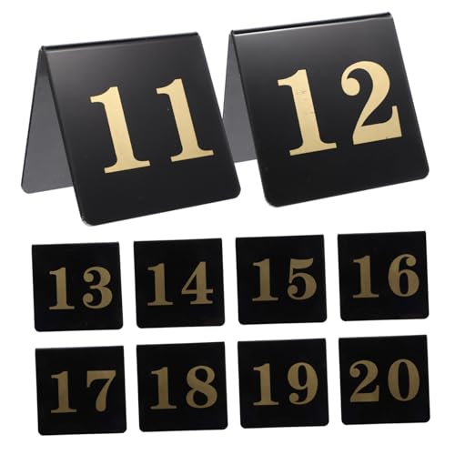 Sosoport 10 Stück Teiliges Acrylglas Tischnummern Hochzeit Doppelseitig Bedruckt Elegante Schwarze Grundfläche mit Goldenen Zahlen für Festliche Tischdekoration und Bankettveranstaltungen von Sosoport