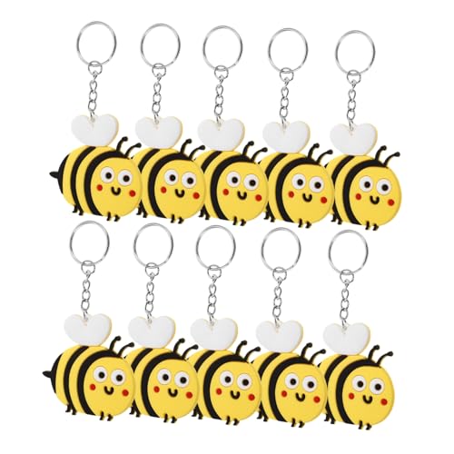 Sosoport 10 Stück Teiliges Niedliche Bienen Schlüsselanhänger aus Metall und Silikon Dekorativer Cartoon Bienenanhänger für Taschen Rucksäcke Schlüssel Hübsche Party Mitgebsel von Sosoport